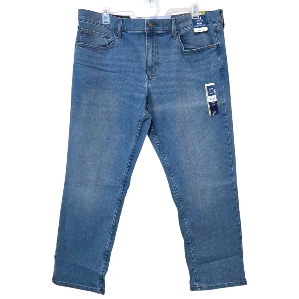 George Relaxed Fit Straight Leg Mens Jean Stretch Denim Size 40x32, 42x30